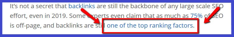 Anchor text backlinks