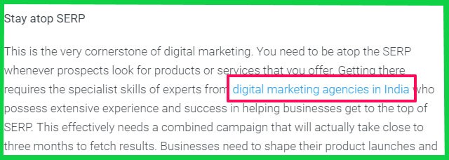 Anchor text backlinks