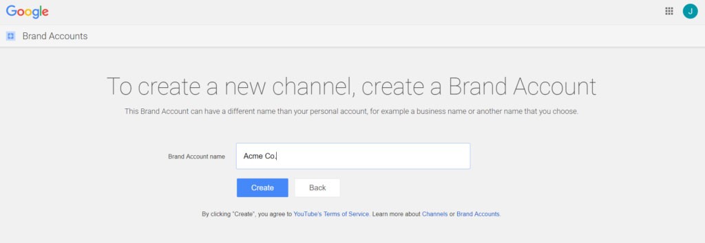 Create a youtube account for business
