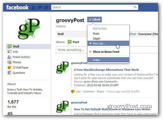 Facebook Interest Lists