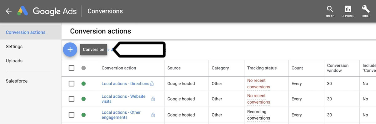 Google Ads conversion tracking