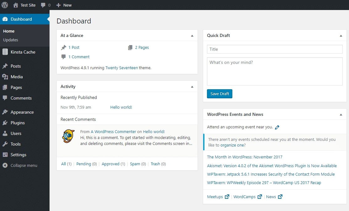 WordPress backend