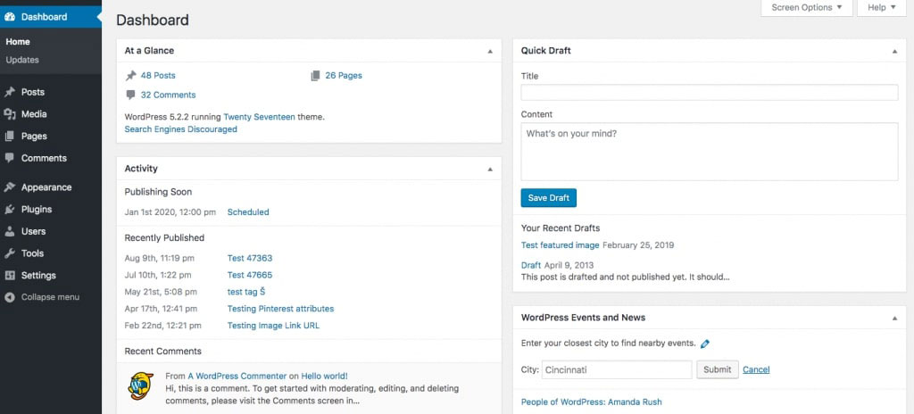 WordPress backend